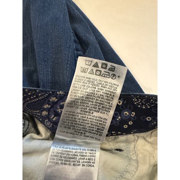 Levis 525 Jeans Womens 14 M Blue Perfect Waist Straight Leg Stretch Distressed - Picture 6 of 11